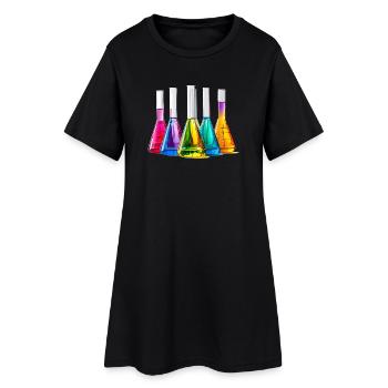 Des flacons de laboratoire colorés dans un jeu de couleurs - Robe T-shirt Femme - noir - Devant