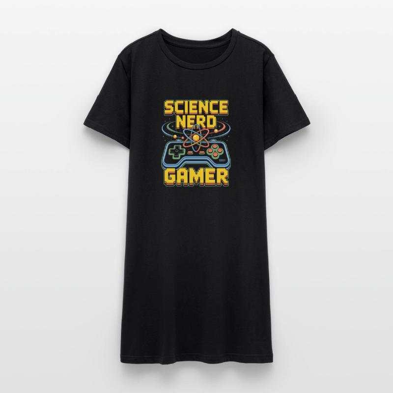 Science Nerd Gamer Atom Controller Wissenschaft Robe T-shirt Femme