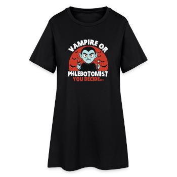Vampir oder Phlebotomiker, du entscheidest... - Frauen T-Shirt-Kleid - Schwarz - Vorne