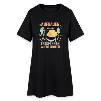 Camping Aventure Construction Détente Répéter - Robe T-shirt Femme - noir - Devant