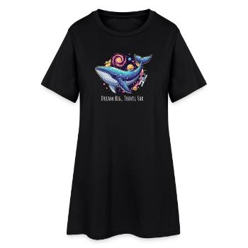 Whale Space Galaxy Rêve Grand Voyage Loin - Robe T-shirt Femme - noir - Devant