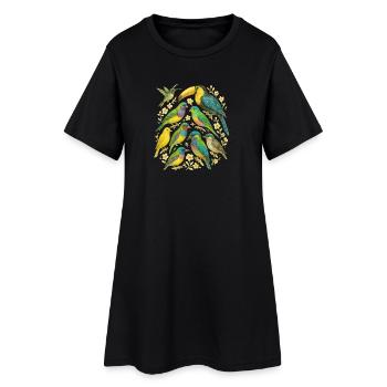 Perroquets colorés en mandala floral - Robe T-shirt Femme - noir - Devant