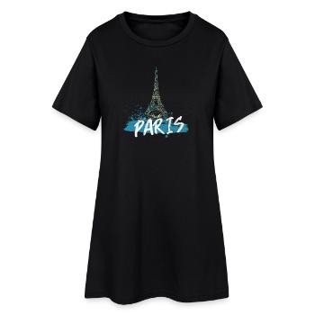 Tour Eiffel de Paris avec calligraphie - Robe T-shirt Femme - noir - Devant