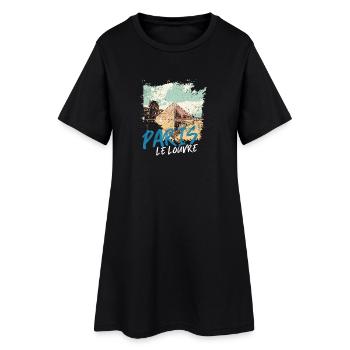 Pyramide du Louvre et Monuments de Paris - Robe T-shirt Femme - noir - Devant