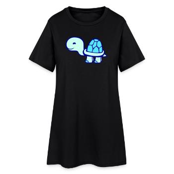 tortue mignonne souriante heureuse drôle - Robe T-shirt Femme - noir - Devant
