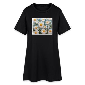Daisy Garden Hobby Embroidery Design - Women’s T-Shirt Dress - black - Front