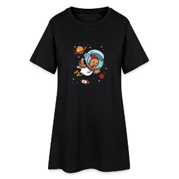 Huhn Hühner Galaxie Universum Astronaut  - Frauen T-Shirt-Kleid - Schwarz - Vorne