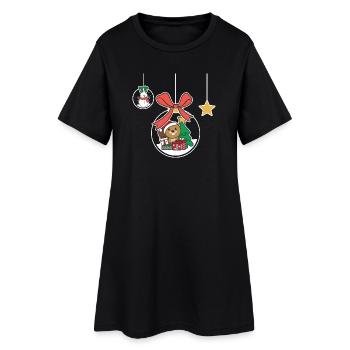 Castor Boule à neige de Noël Castor - Robe T-shirt Femme - noir - Devant