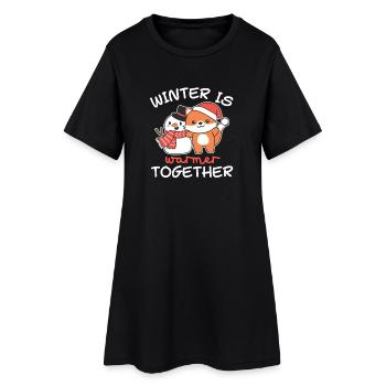 Renard L’hiver est plus chaud ensemble Bonhomme de neige - Robe T-shirt Femme - noir - Devant