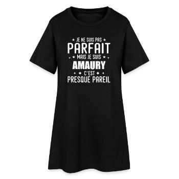 Amaury : authentique, imparfait, top, perfection - Robe T-shirt Femme - noir - Devant