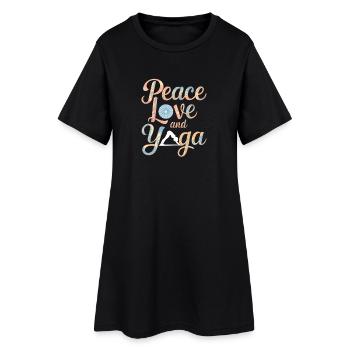 Paix, amour et yoga, s’épanouissent Design - Robe T-shirt Femme - noir - Devant