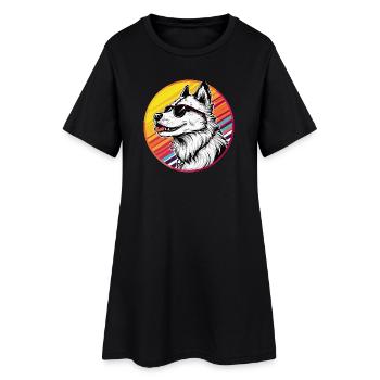 Husky décontracté avec lunettes de soleil - Robe T-shirt Femme - noir - Devant