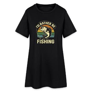 Poisson pêcheur avec humour Dire - Robe T-shirt Femme - noir - Devant