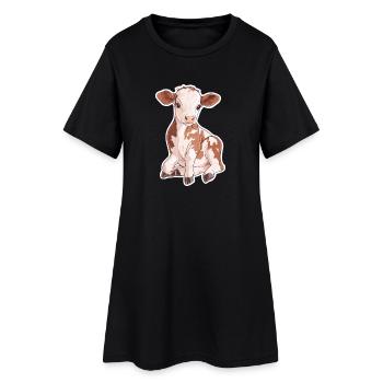 Vache - Robe T-shirt Femme - noir - Devant