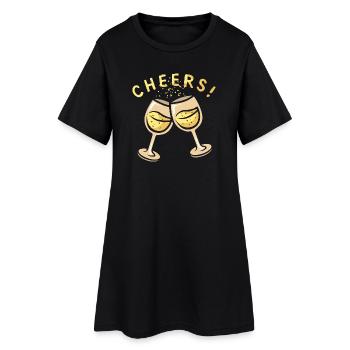 Sektgläser Cheers Party Motiv - Frauen T-Shirt-Kleid - Schwarz - Vorne