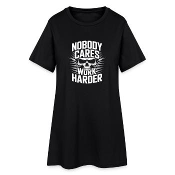 Personne ne s’en soucie Travaille plus dur Crâne - Robe T-shirt Femme - noir - Devant