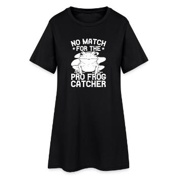 Frog Catcher No Match For The Frog - Frauen T-Shirt-Kleid - Schwarz - Vorne