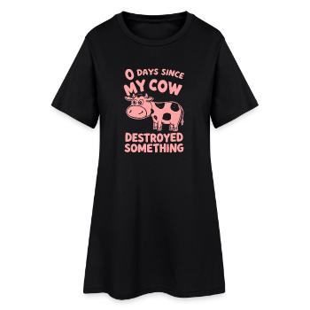 0 Days Since My Cow Destroyed Something Fun - Frauen T-Shirt-Kleid - Schwarz - Vorne