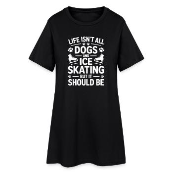 Patinage sur glace chien Fun Cadeau de patin à glace - Robe T-shirt Femme - noir - Devant