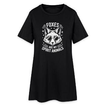 Wolf mit Sonnenbrille und Spruch - Frauen T-Shirt-Kleid - Schwarz - Vorne