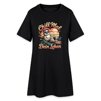 Temps de détente Votre vie Paresseux Soleil - Robe T-shirt Femme - noir - Devant