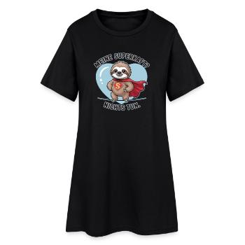 Meine Superkraft? Nichts Tun Faultier - Frauen T-Shirt-Kleid - Schwarz - Vorne