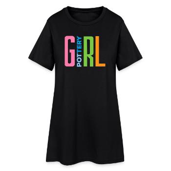 Ventilateur en céramique poterie fille déclaration - Robe T-shirt Femme - noir - Devant