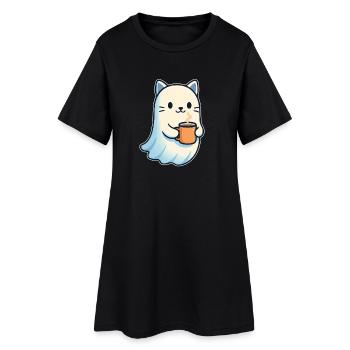 Süßer Katzengeist mit Kaffee - Robe T-shirt Femme - noir - Devant