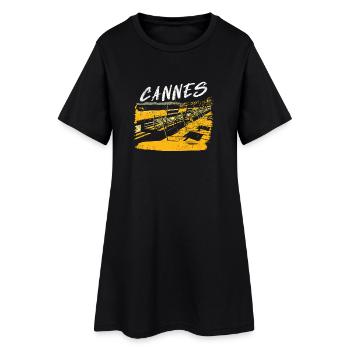 Cannes la Croisette - Robe T-shirt Femme - noir - Devant