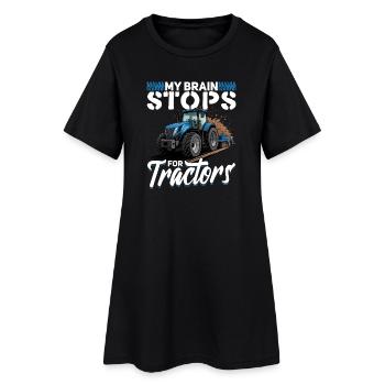 Tracteur Enfants Ferme Mode de vie - Robe T-shirt Femme - noir - Devant