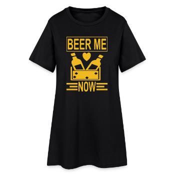 Bière-moi maintenant - Robe T-shirt Femme - noir - Devant