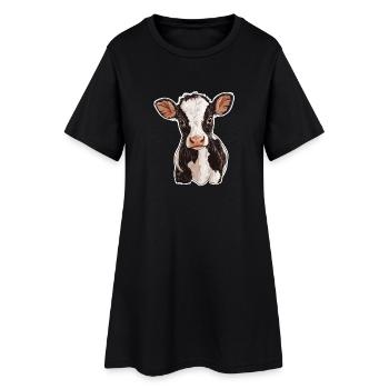 Vache - Robe T-shirt Femme - noir - Devant
