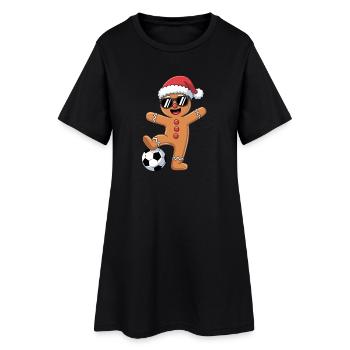 Dessin animé de Noël de football drôle - Robe T-shirt Femme - noir - Devant