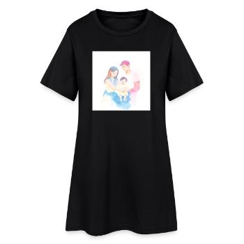Illustration de famille mignonne et moderne - Robe T-shirt Femme - noir - Devant