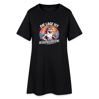 The location is drunken, unicorn party motif - Women’s T-Shirt Dress - black - Front