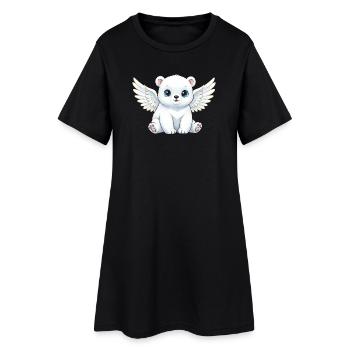 Ange ours polaire mignon avec des ailes Cartoon Smile - Robe T-shirt Femme - noir - Devant