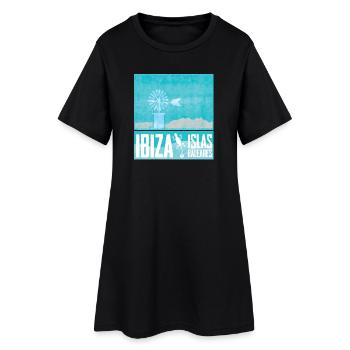 Ibiza Windmühlen Design - Frauen T-Shirt-Kleid - Schwarz - Vorne