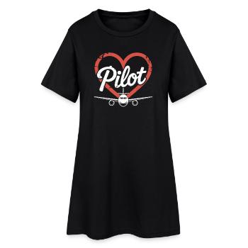 Pilote d’avion Heart - Robe T-shirt Femme - noir - Devant