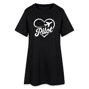 Licence de vol d’avion Pilot Heart - Robe T-shirt Femme - noir - Devant