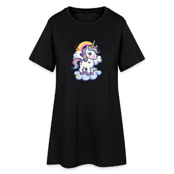 Magical Unicorn Dream with Rainbow - Women’s T-Shirt Dress - black - Front