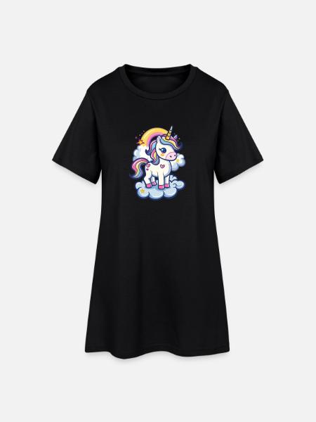 Rêve de licorne magique avec arc-en-ciel - Robe T-shirt Femme - noir