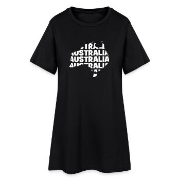Australia  - Australien - Landkarte - Umriss - Frauen T-Shirt-Kleid - Schwarz - Vorne