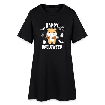 Hamster Happy Halloween Citrouille Fantôme Costume - Robe T-shirt Femme - noir - Devant
