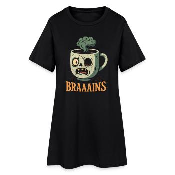 Tasse à café avec visage de zombie - Robe T-shirt Femme - noir - Devant