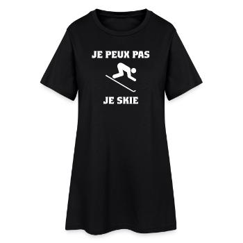 SKI. ICH KANN NICHT. SKI. BERG. SCHLÄGER. SCHNEE - Frauen T-Shirt-Kleid - Schwarz - Vorne