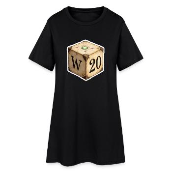 Antique D6 Dice with D20 – Fantasy Cartoon - Women’s T-Shirt Dress - black - Front