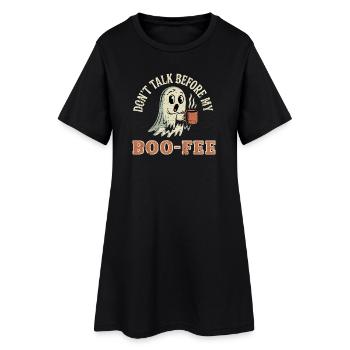 Fantôme effrayant avec citation de café - Robe T-shirt Femme - noir - Devant