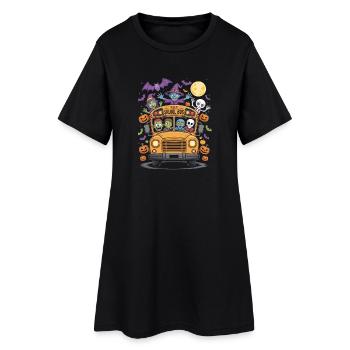 Halloween Sklool Bus Monsterklasse Mit Zombies - Frauen T-Shirt-Kleid - Schwarz - Vorne