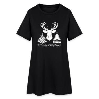 Décor de Noël Épuré avec Renne et Sapins - Robe T-shirt Femme - noir - Devant