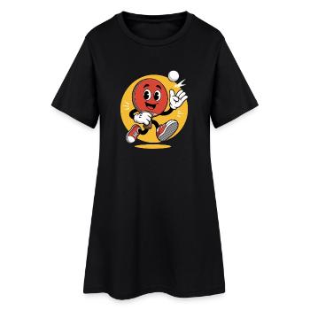 Table Tennis Cartoon Design - Frauen T-Shirt-Kleid - Schwarz - Vorne